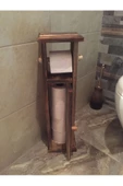 Ahşap wc Kağıtlık Tuvalet Telefon Tutucu Standı Özellikli Banyo Kağıtlık - 3