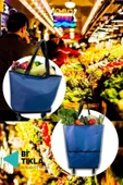 Portatif Açılır Kapanır Pazar Çantası Alışveriş Çantası Market Çantası Pazar Çantası + 10 Adet Maske - 3