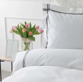 Karaca Home White Colllection Valse Gri Çift Kişilik Saten Şeritli Percale Nevresim Takımı - 3