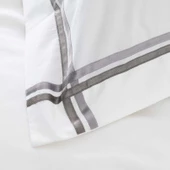 Karaca Home White Colllection Valse Gri Çift Kişilik Saten Şeritli Percale Nevresim Takımı - 2