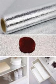 Duvar Kağıdı Rulo Gümüş Alüminyum Folyo Kendinden Yapışkanlı Raf İçi, Su Geçirmez Folyo 2m x 60cm - 12
