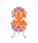 Swarowski Taşlı Dekoratif Yumurta Mücevher/Takı Kutusu - Kırmızı - 3