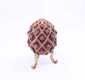 Swarowski Taşlı Dekoratif Yumurta Mücevher/Takı Kutusu - Kırmızı - 2