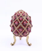 Swarowski Taşlı Dekoratif Yumurta Mücevher/Takı Kutusu - Kırmızı - 1