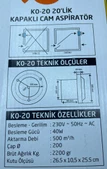 NİSA LUCE 20'lik Saç Gövde Kapaklı Aspiratör 40W - 2