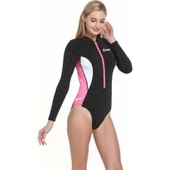 Cressi Termico Lady Shorty Uzun Kol Yüzücü Elbisesi  2MM - NO:4 / L BLACK / PINK / WHITE thumbnail 4