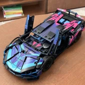 1280 parça Cyberpunk Mor Cool 1:14 Ölçekli Spor Araba Yapı Blokları Seti 3D Montaj Modeli Kiti, Gençler & Yetişkinler İç - 5