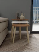 3lü Üçgen Zigon Sehpa Marbella Kiraz-Beyaz - 2