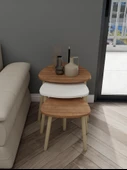 3lü Üçgen Zigon Sehpa Marbella Kiraz-Beyaz - 1
