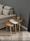 3lü Üçgen Zigon Sehpa Marbella Kiraz-Beyaz - 4