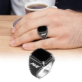 Gümüş İsimli Oniks Taşlı Erkek Yüzük - 5