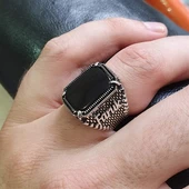 Gümüş İsimli Oniks Taşlı Erkek Yüzük - 2