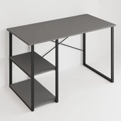 Eportatif Çalışma Masası Raflı Ofis Laptop Bilgisayar Masası Füme 1420 - 4