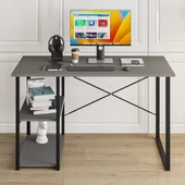 Eportatif Çalışma Masası Raflı Ofis Laptop Bilgisayar Masası Füme 1420 - 2