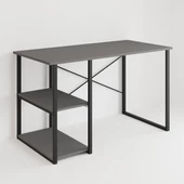 Eportatif Çalışma Masası Raflı Ofis Laptop Bilgisayar Masası Füme 1420 - 7