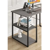 Eportatif Çalışma Masası Raflı Ofis Laptop Bilgisayar Masası Füme 1420 - 3