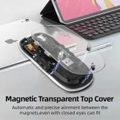 Dancesoul Şeffaf Kablosuz Sessiz Mouse, Bluetooth, Şarj Edilebilir Silm - Siyah - 4