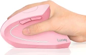 Lekvey Dikey Kablosuz Ergonomik Mouse, Şarj Edilebilir 2.4G Optik - Pembe - 1