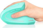Lekvey Dikey Kablosuz Ergonomik Mouse, Şarj Edilebilir 2.4G Optik - Yeşil - 1