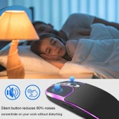 Dancesoul Deri Düğmeli Kablosuz Mouse, RGB Renkli Işıklı LED - Siyah - 2