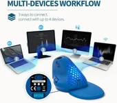 DeLUX Seeker Kablosuz Ergonomik Dikey Mouse, OLED Ekran - M618SXD-Mavi - 3