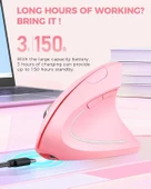 Lekvey Dikey Kablosuz Ergonomik Mouse, Şarj Edilebilir 2.4G Optik - Pembe - 4