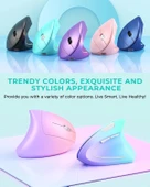 Lekvey Dikey Kablosuz Ergonomik Mouse, Şarj Edilebilir 2.4G Optik - Yeşil - 2