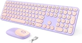 Seenda Kablosuz Klavye ve Mouse, USB ve Type-C - Pembe/Mor - 1