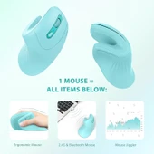 Seenda Ergonomik Kablosuz Dikey Mouse, Bluetooth 4.0+USB - Nane Yeşili - 2