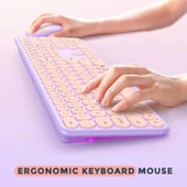 Seenda Kablosuz Klavye ve Mouse, USB ve Type-C - Pembe/Mor - 4