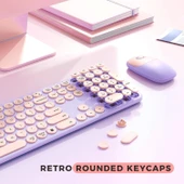 Seenda Kablosuz Klavye ve Mouse, USB ve Type-C - Pembe/Mor - 3