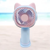 Sevimli Kedi Figürlü USB ve Şarjlı Masaüstü Vantilatörü Fan - 3