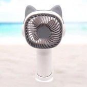 Sevimli Kedi Figürlü USB ve Şarjlı Masaüstü Vantilatörü Fan - 2