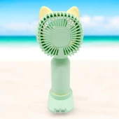 Sevimli Kedi Figürlü USB ve Şarjlı Masaüstü Vantilatörü Fan - 6