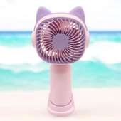 Sevimli Kedi Figürlü USB ve Şarjlı Masaüstü Vantilatörü Fan - 5