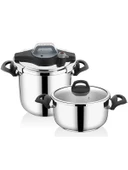 VENTO SIYAH-GRI 4+7 LT DUDUKLU TENCERE thumbnail 1