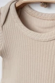 Kısa Kollu Unisex Kahverengi 4 Adet Sevimli Ayıcık Baskılı Badi %100 Pamuklu Bebek Çıtçıtlı Zıbın - 5