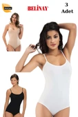 3 Adet Belinay İp Asklılı Çıtçıtlı Body Modal Yumuşak Bayan Atlet 0860 - 1