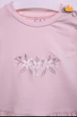 Çiçek Nakışlı Bayramlık Kız Bebek 2'li Takım Pembe 13551 - 5