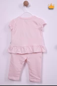 Çiçek Nakışlı Bayramlık Kız Bebek 2'li Takım Pembe 13551 - 7