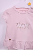 Çiçek Nakışlı Bayramlık Kız Bebek 2'li Takım Pembe 13551 - 3