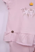 Çiçek Nakışlı Bayramlık Kız Bebek 2'li Takım Pembe 13551 - 4