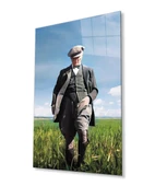 Atatürk Portresi Cam Tablo, Ev ve Ofis Duvar Dekoru, Hediyelik Büyük Temperli 4 mm Cam Tablo - 8