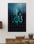 Esmaül Hüsna Allah'ın İsimleri ve Sıfatları Dini İslami Cam Tablo, Ev Ofis Duvar Dekoru, Hediyelik - 2