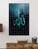 Esmaül Hüsna Allah'ın İsimleri ve Sıfatları Dini İslami Cam Tablo, Ev Ofis Duvar Dekoru, Hediyelik - 9
