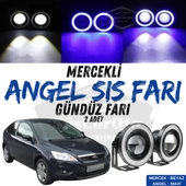 Ford Focus 2.5 2009-2011 Uyumlu Üniversal Mercekli Angel Sis Farı Metal Su Geçirmez 76 mm Mavi Halkalı Gündüz Farı Angel Eyes 2 Adet - 1