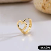 14 Ayar Minik Tek Kalp Halka Altın Küpe 0,56 gr - 1