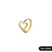 14 Ayar Minik Tek Kalp Halka Altın Küpe 0,56 gr - 5