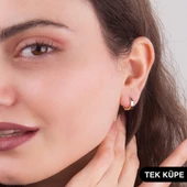 14 Ayar Altıgen Tek Minik Halka Altın Küpe 0,66 gr - 2