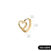 14 Ayar Minik Tek Kalp Halka Altın Küpe 0,56 gr - 4